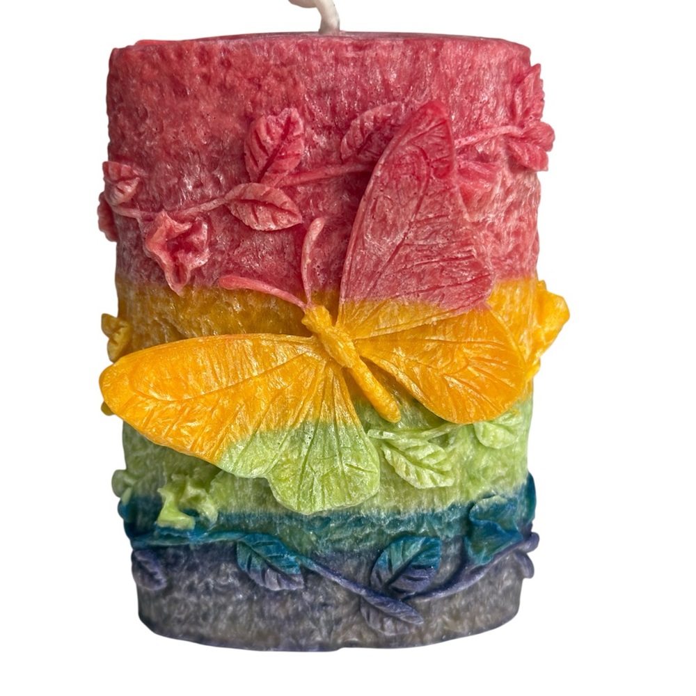 Colorful Butterfly Embossed handmade Candle